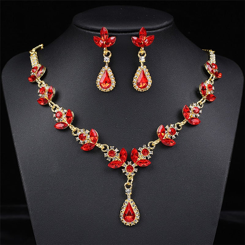 Bridal Jewelry Crystal Amethyte Alloy Necklace Earrings New Suit Wedding Dress Accessories Korean Style Dinner Wear - Image 3